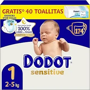 59,39 € - Dodot Pañales Bebé Sensitive, Talla 4 (9-14 kg), 172 Pañales + 4 Pants de Regalo, Hasta 12 h De Protección Antifugas y Cuidado de la Piel, Pack Mensual