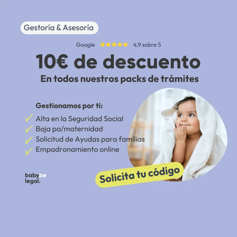 CUPÓN 10€ de descuento en gestión de trámites y ayudas por nacimiento
